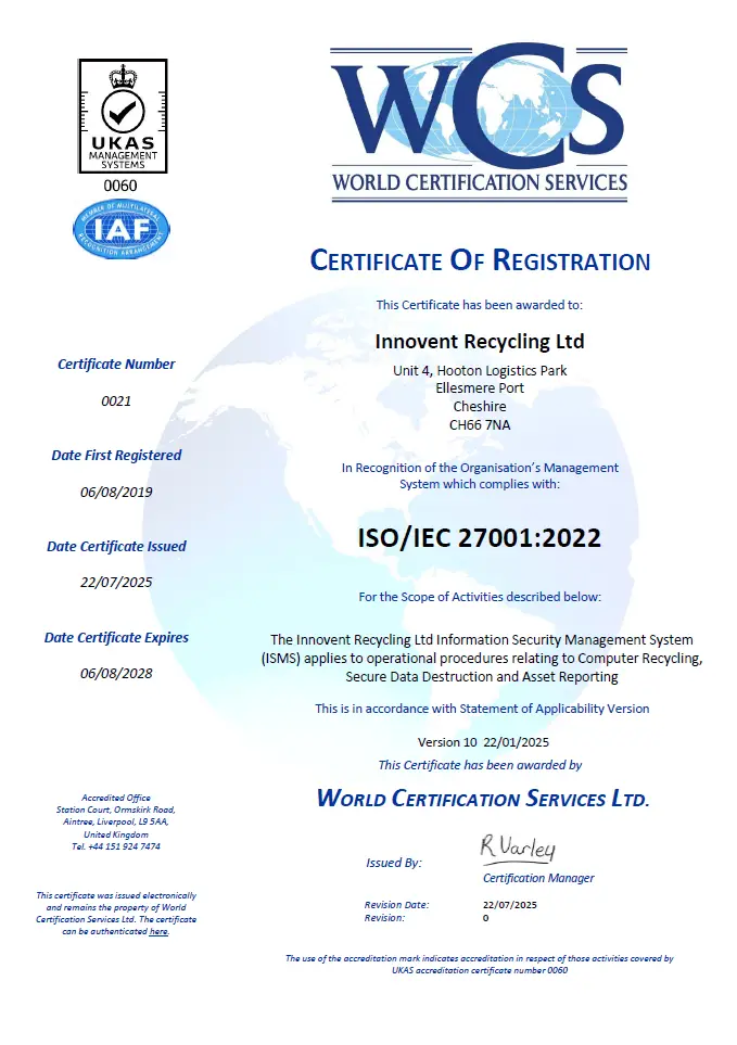 WCS ISO27001 Certificate