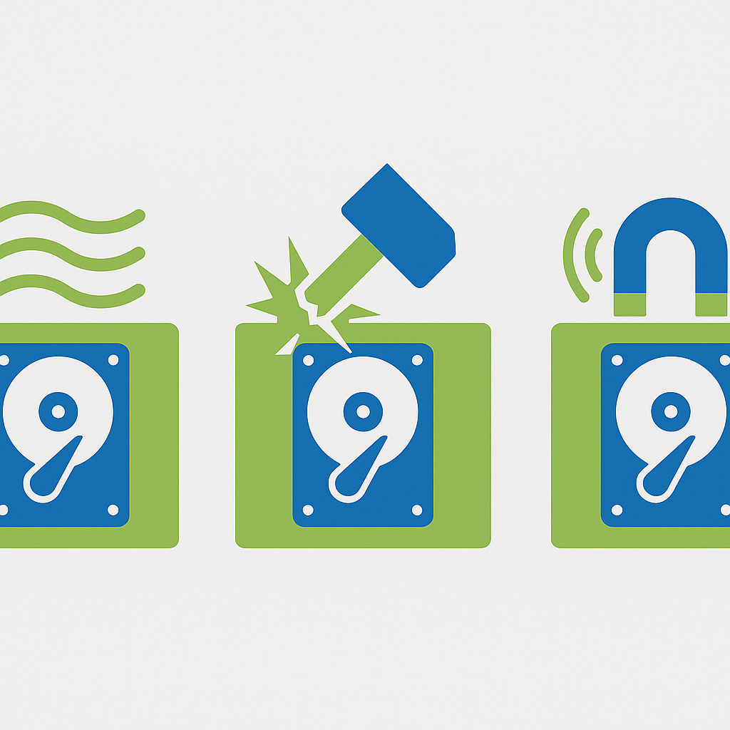 Corporate laptop disposal data destruction methods comparison