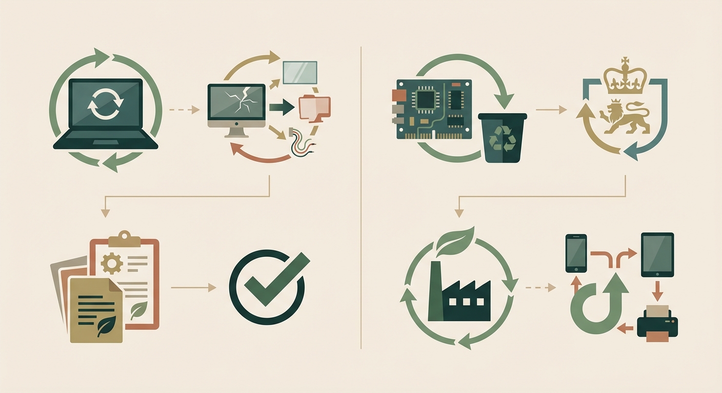 Infographic showing WEEE 2026 regulation changes for UK retailers and online marketplaces - recycling compliance