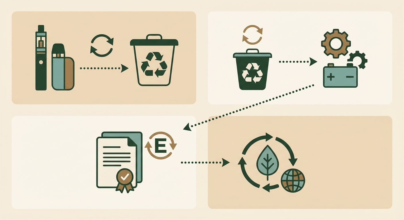 Vape and e-cigarette devices arranged for WEEE recycling compliance - Category 15 UK regulations