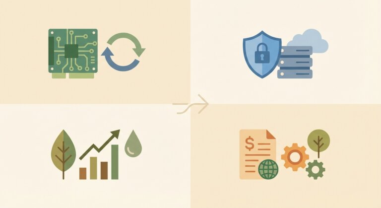 ITAD and ESG: How Secure IT Disposal Supports Your Sustainability Targets 4 ITAD ESG infographic showing IT asset disposal supporting corporate sustainability targets and Scope 3 emissions reporting