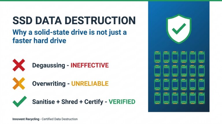 SSD Data Destruction: Why a Solid-State Drive Isn't a Faster Hard Drive (UK Guide 2026) 9 SSD data destruction guide for UK businesses - degauss, overwrite, shred and certify