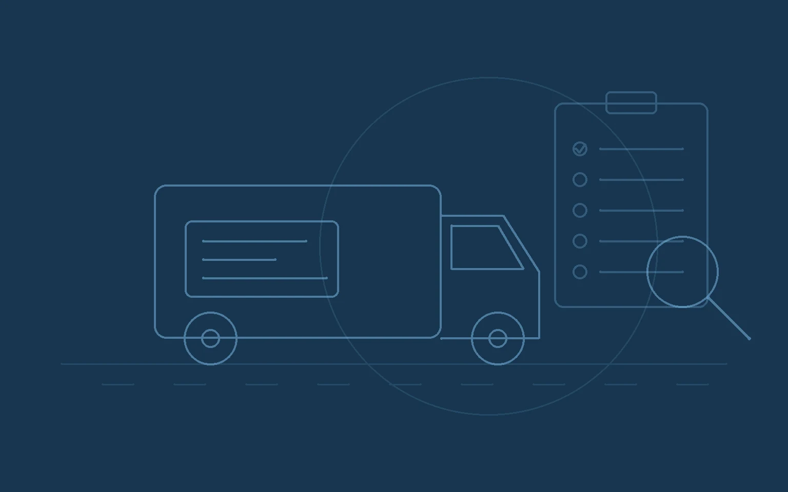 Line-art of a collection van showing its waste carrier permit number beside a register checklist